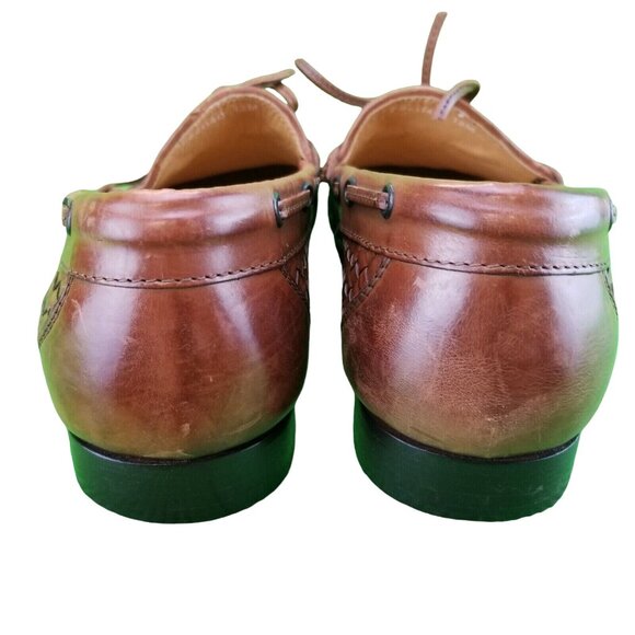 Paul Fredrick Brown Leather Loafer  Woven Slip On Men's Size 12M  FSJ114D Shoes - Picture 5 of 15